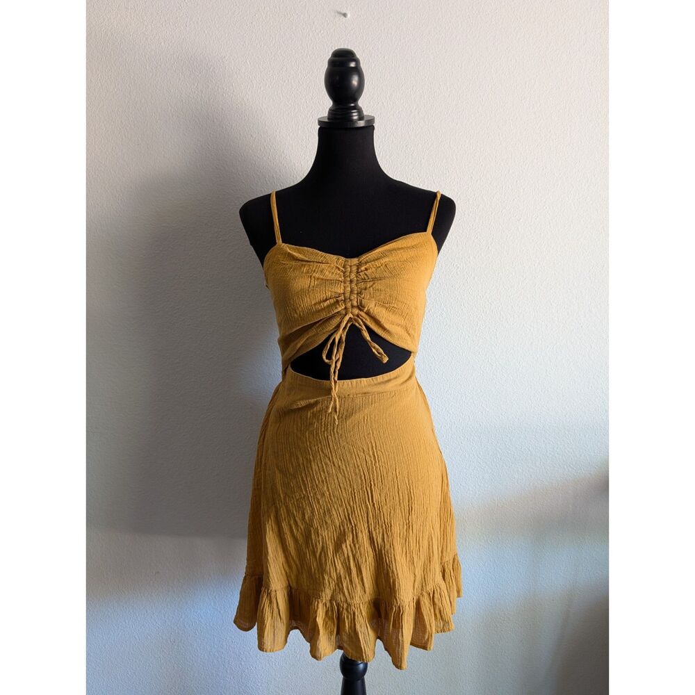 Mustard Yellow Cutout Mini Dress Size Medium